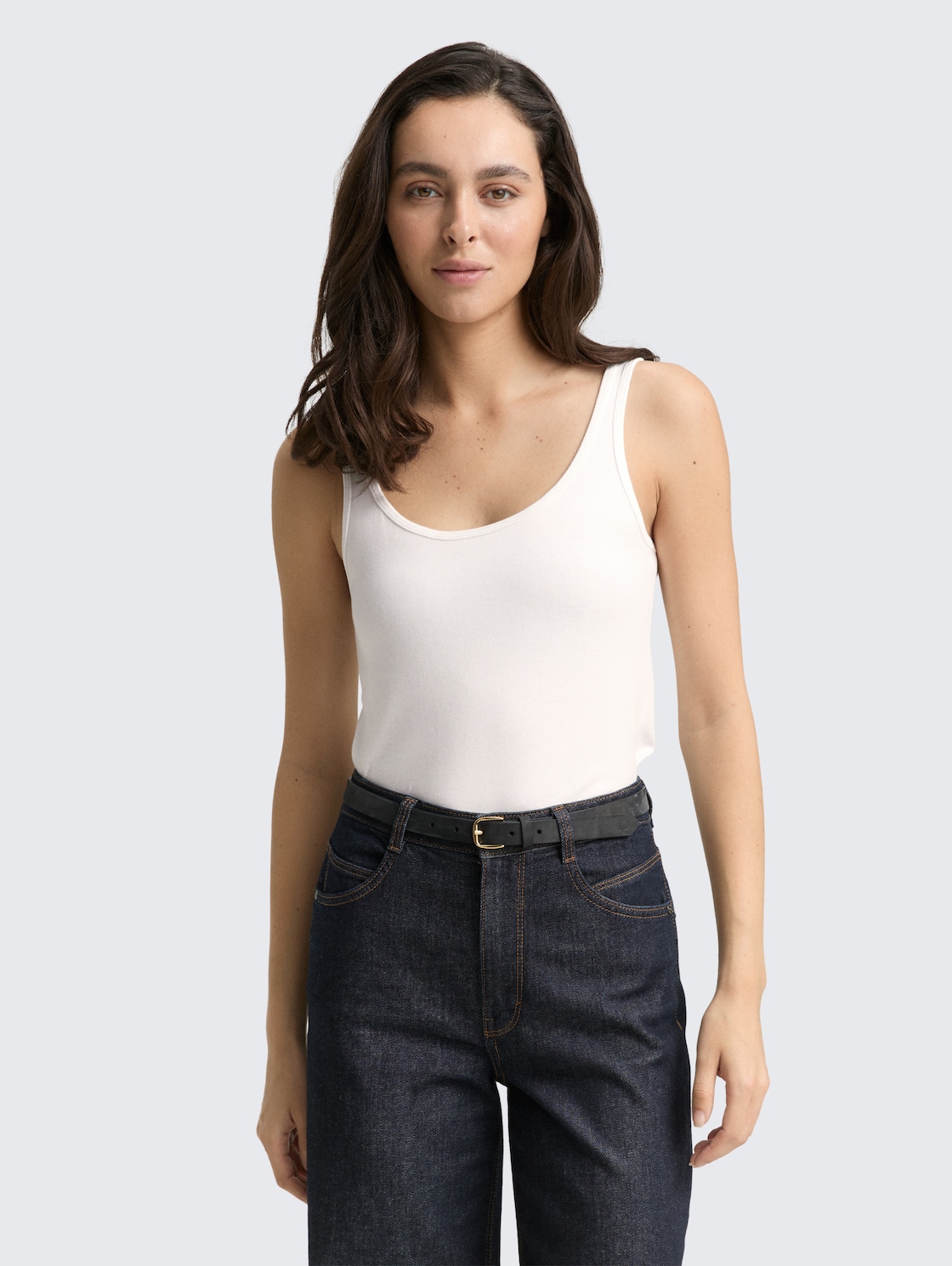 Thumbnail - TOM TAILOR Damen Basic Slim Fit Top, weiß, Uni, Gr. M