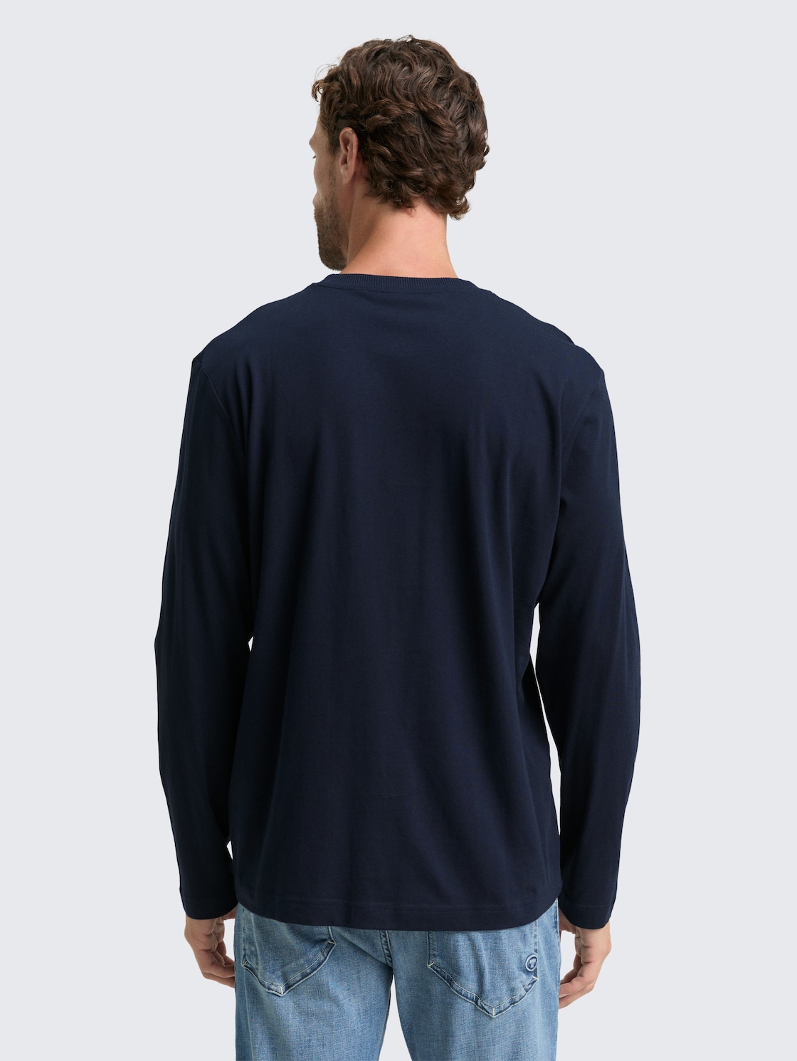 Thumbnail - TOM TAILOR Herren Langarmshirt mit Print, blau, Uni, Gr. XXXL