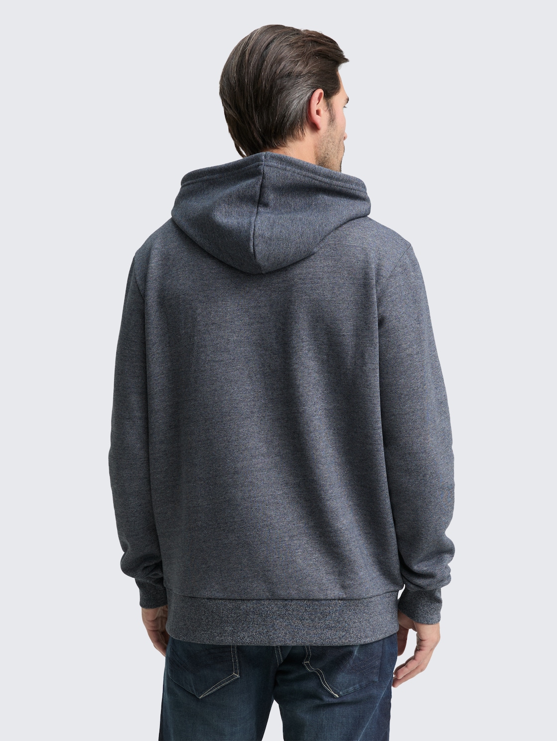 Thumbnail - TOM TAILOR Herren Hoodie Sweatshirt mit Logo-Badge, blau, Meliert, Gr. L