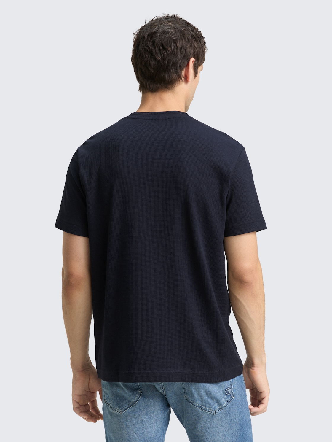 Thumbnail - TOM TAILOR Herren T-Shirt mit Waffelstruktur, blau, Uni, Gr. XXL