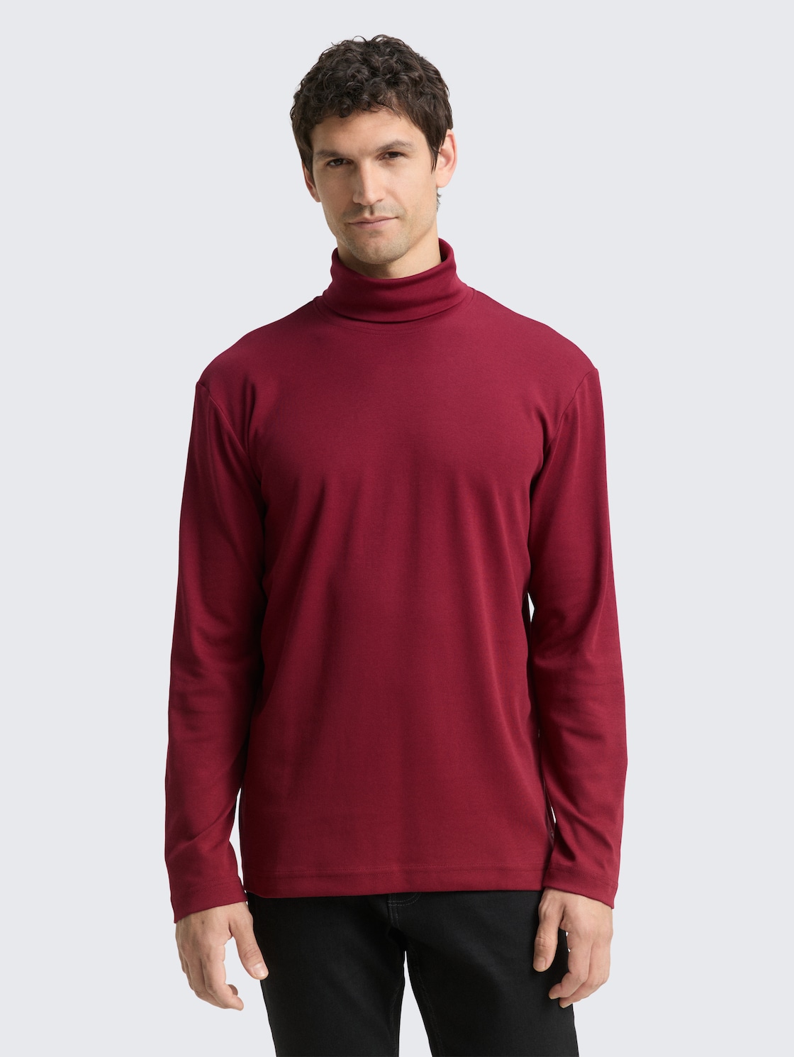 Thumbnail - TOM TAILOR Herren Basic Rollkragenshirt, rot, Uni, Gr. L