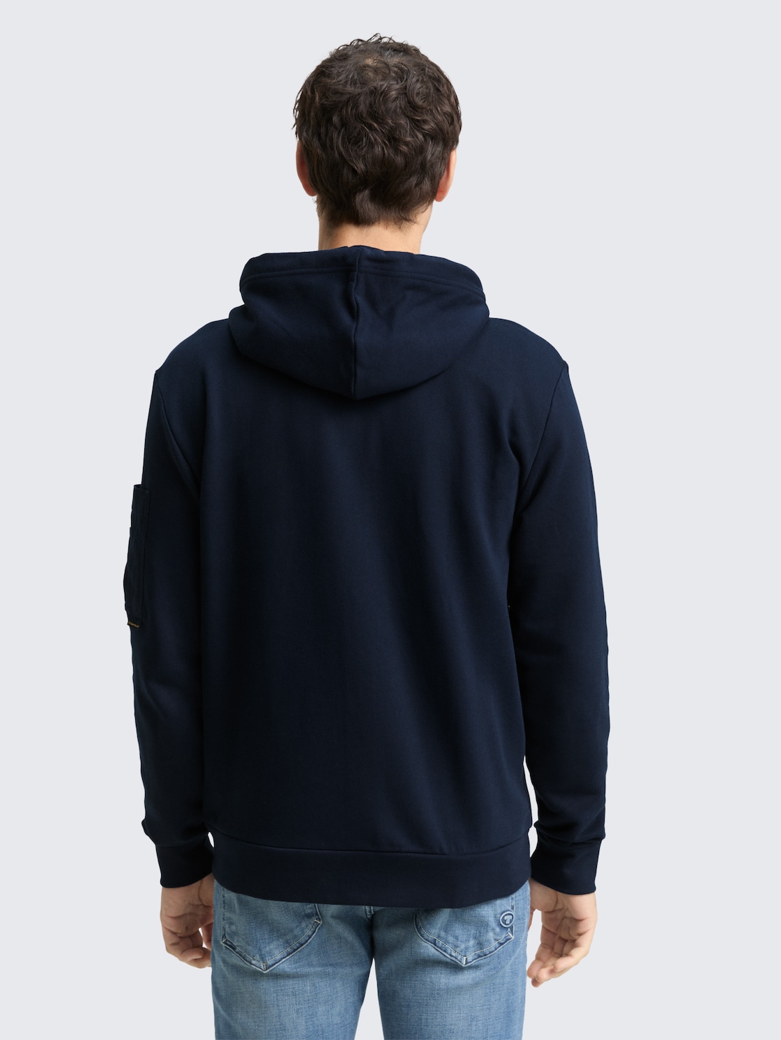 Thumbnail - TOM TAILOR Herren Hoodie Sweatjacke mit Reißverschlusstaschen, blau, Uni, Gr. XXXL