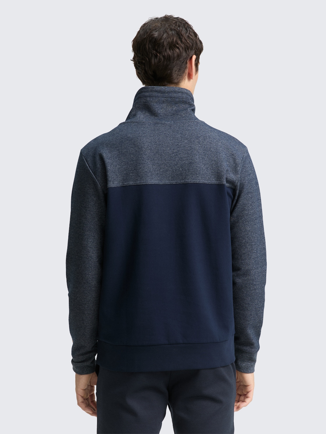 Thumbnail - TOM TAILOR Herren Snood Sweatshirt mit Struktur-Mix, blau, Meliert, Gr. L