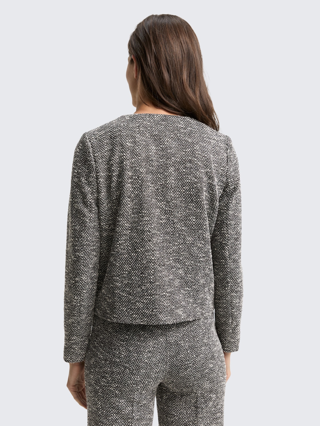 Thumbnail - TOM TAILOR Damen Regular Fit Bouclé Jacke, schwarz, Meliert, Gr. XL