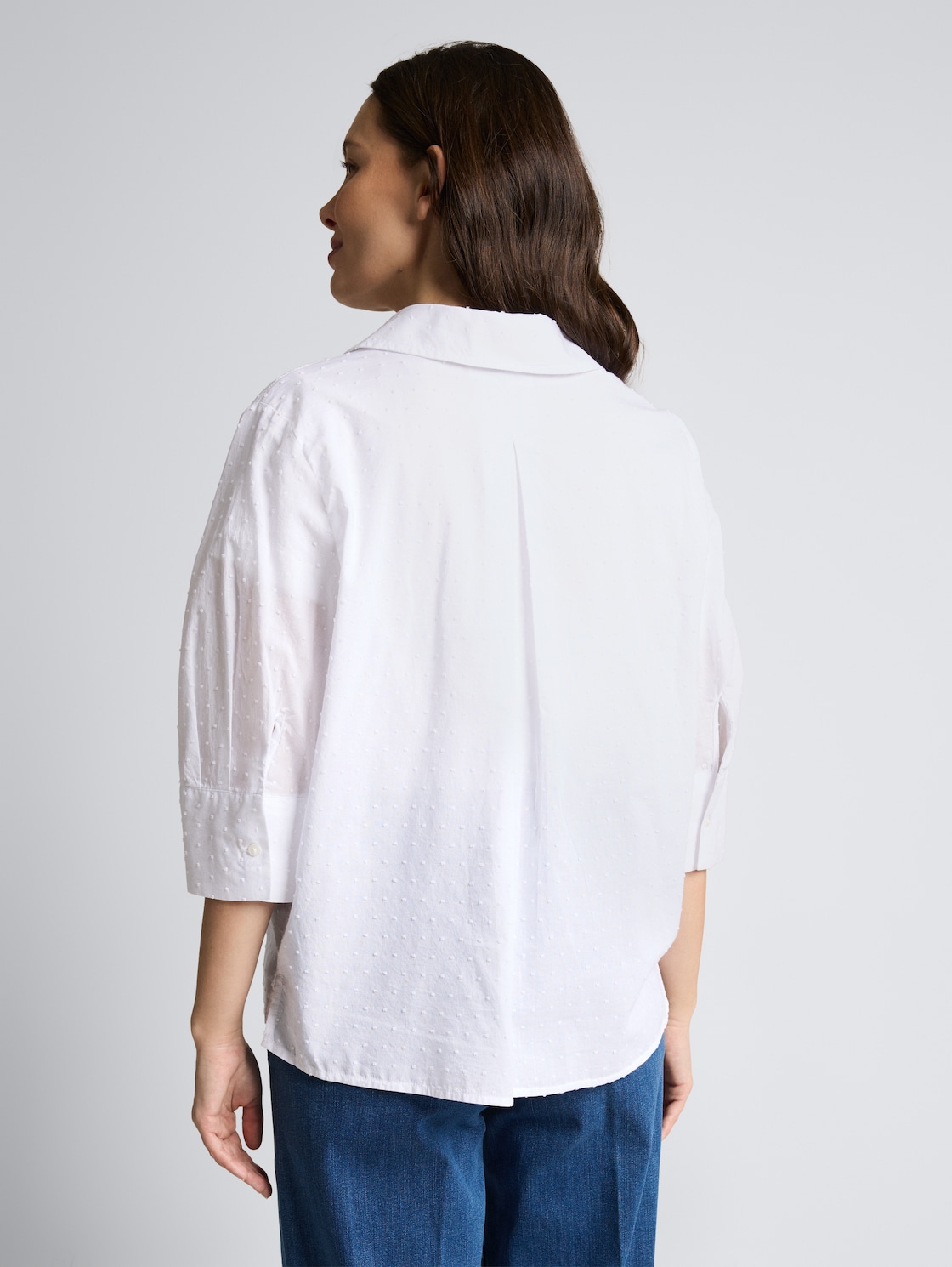 Thumbnail - TOM TAILOR Damen Loose Fit Bluse mit Stickerei, weiß, Gepunktet, Gr. 34