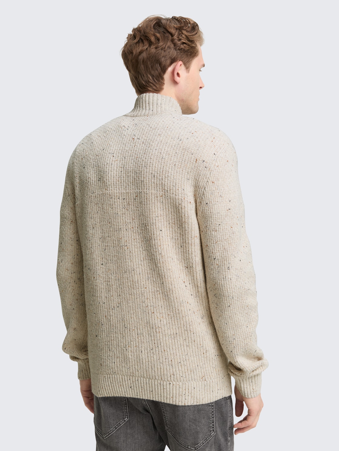 Thumbnail - TOM TAILOR Herren Strickjacke mit Strukturmix, weiß, Meliert, Gr. L