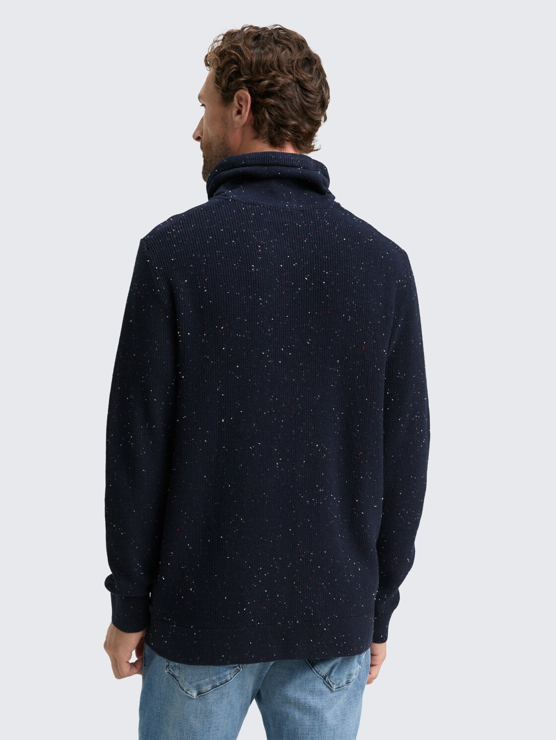 Thumbnail - TOM TAILOR Herren Snood Strickpullover in Melange-Optik, blau, Meliert, Gr. S