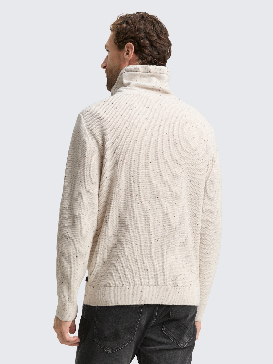 Thumbnail - TOM TAILOR Herren Snood Strickpullover in Melange-Optik, weiß, Meliert, Gr. XL