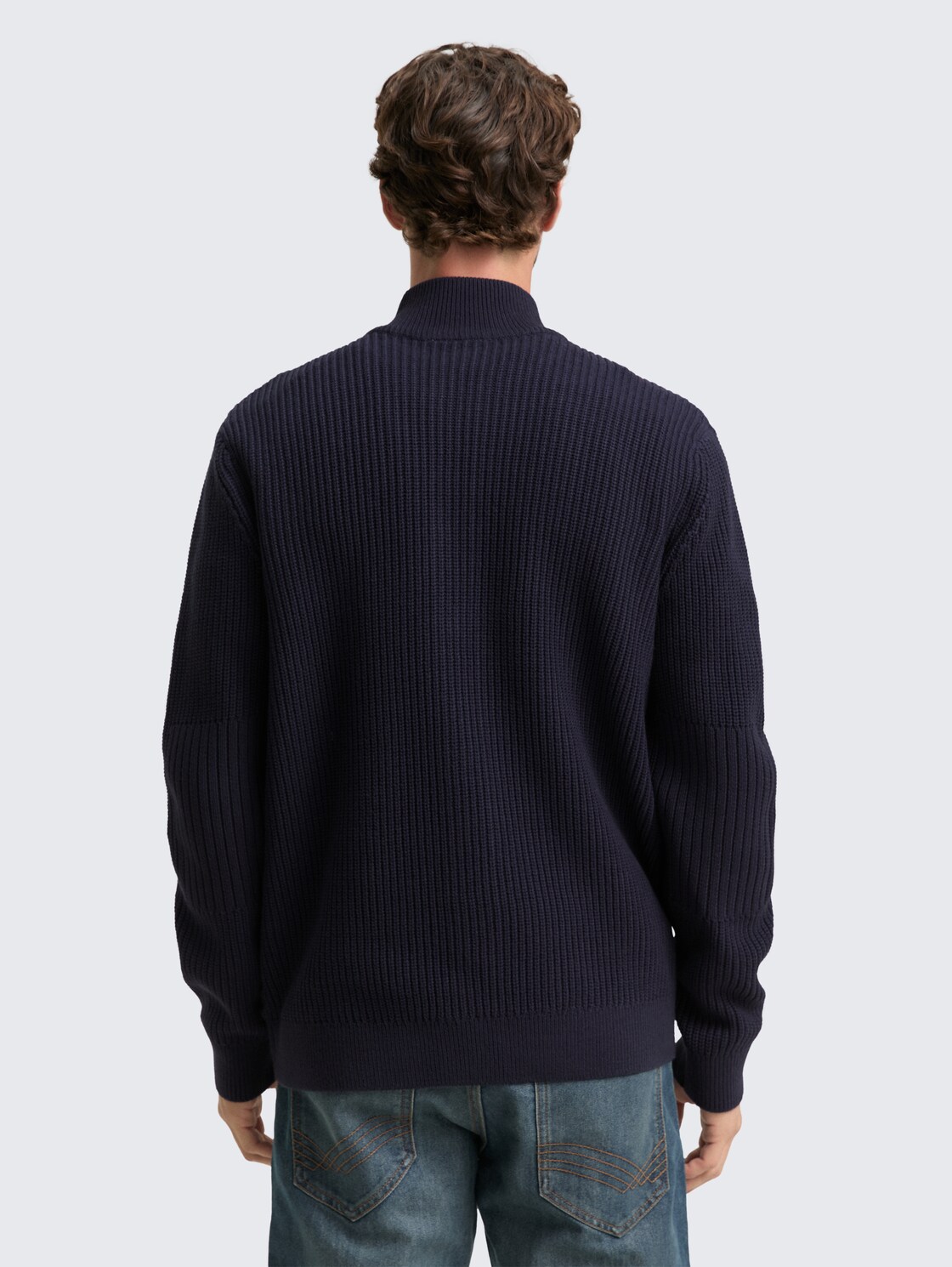 Thumbnail - TOM TAILOR Herren Strickjacke mit Knopfleiste, blau, Uni, Gr. XL