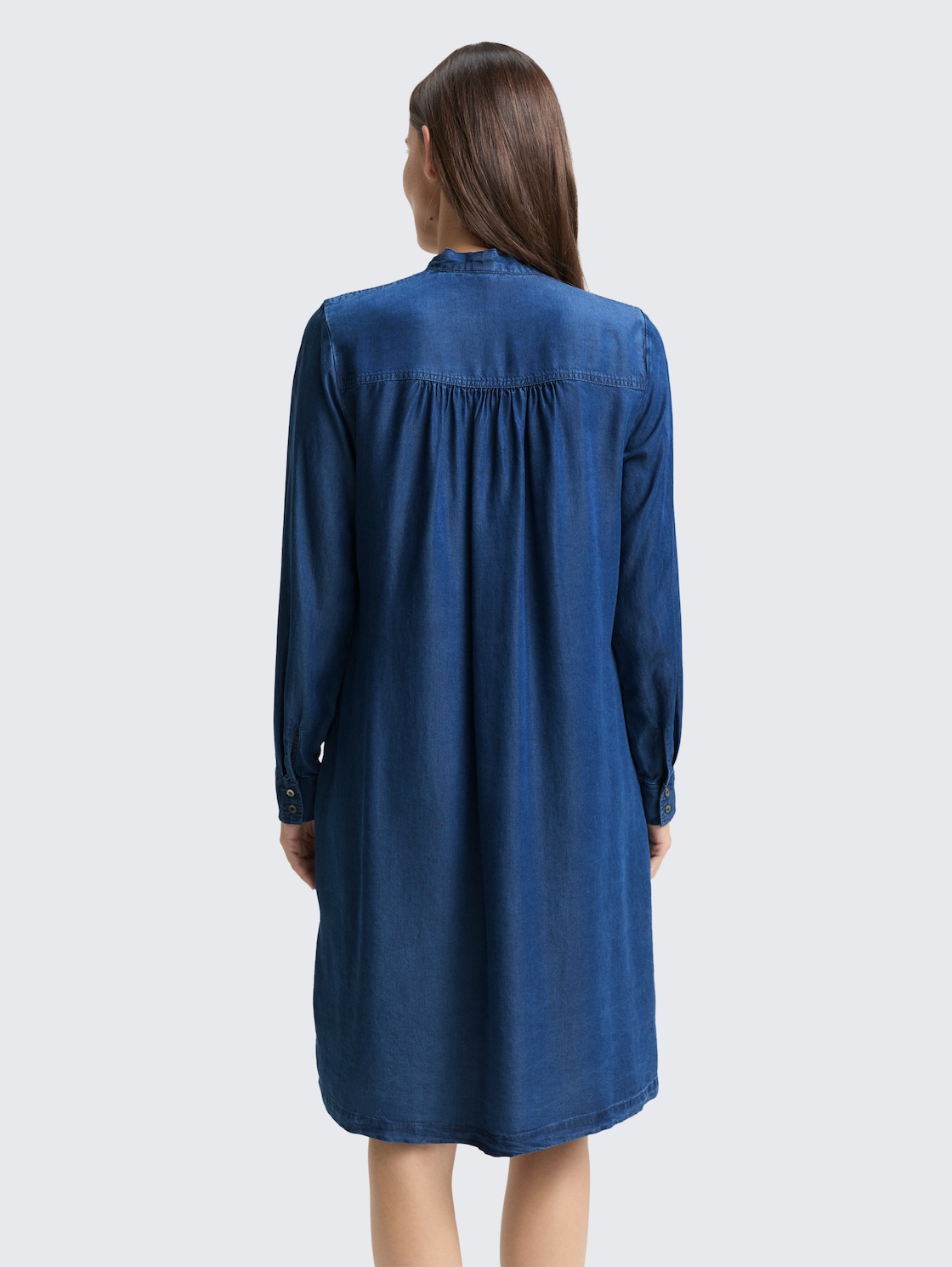 Thumbnail - TOM TAILOR Damen Jeanskleid mit Schleifen-Detail, blau, Uni, Gr. 38