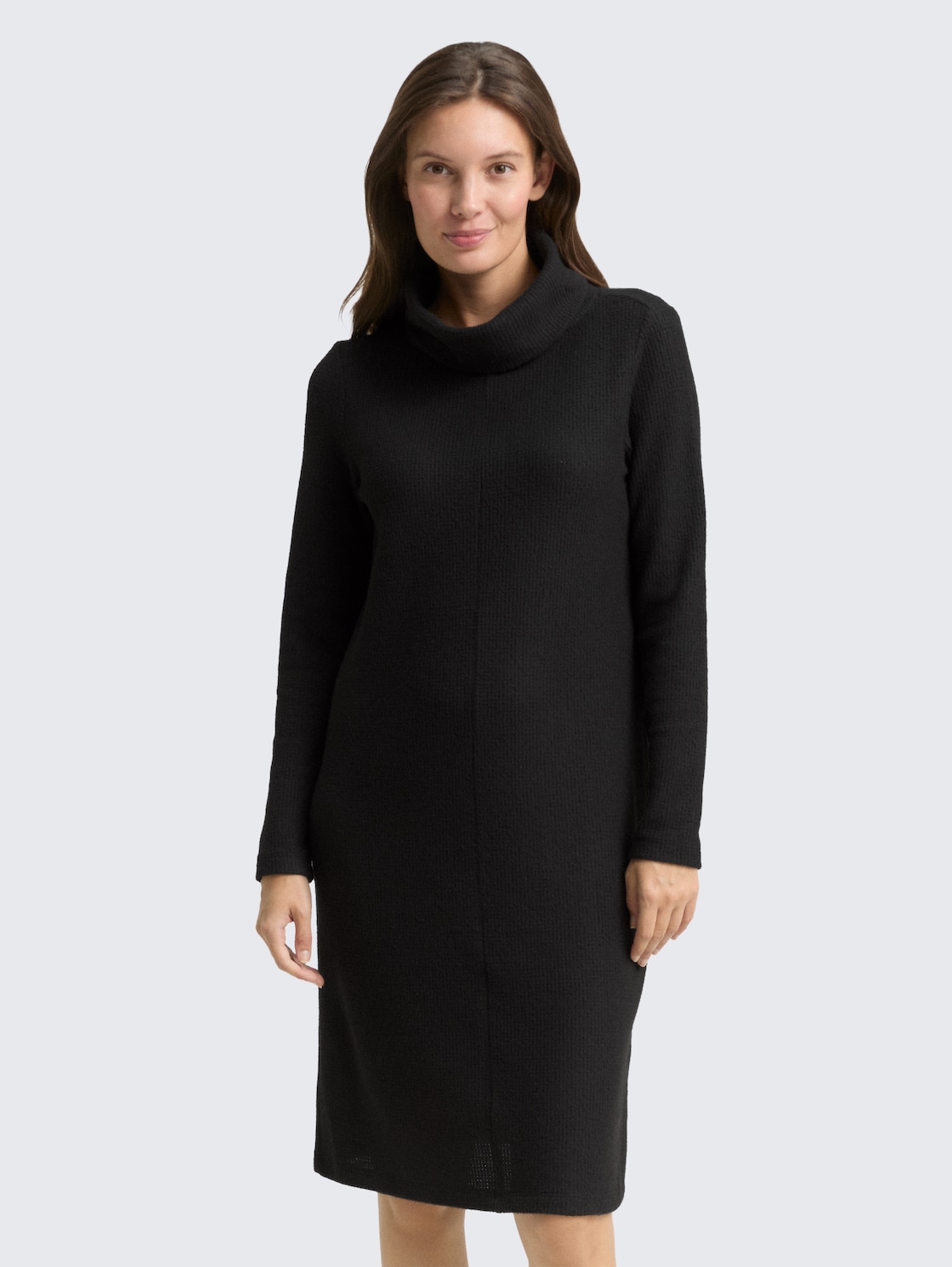 Thumbnail - TOM TAILOR Damen Cosy Kleid mit Waffelstruktur, schwarz, Uni, Gr. 46