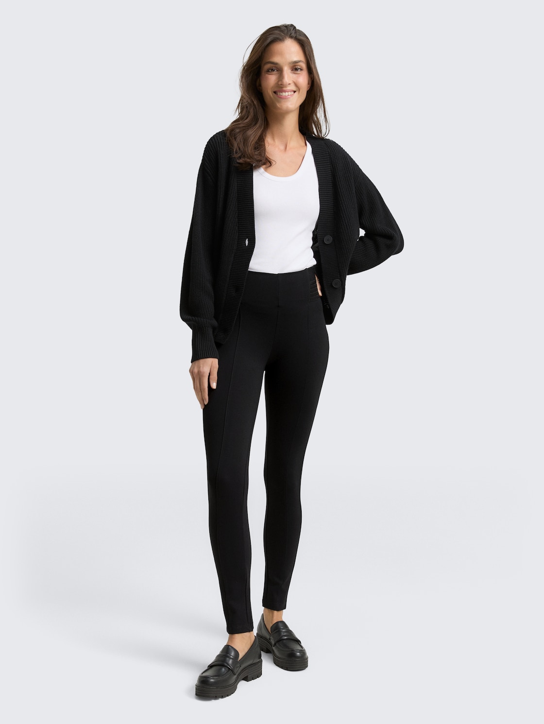 Thumbnail - TOM TAILOR Damen Treggings Hose mit elastischem Bund, schwarz, Uni, Gr. 40/28