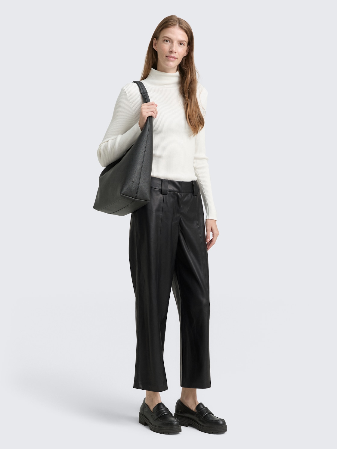 Thumbnail - TOM TAILOR Damen Culotte Hose in Lederoptik, schwarz, Uni, Gr. 36/28