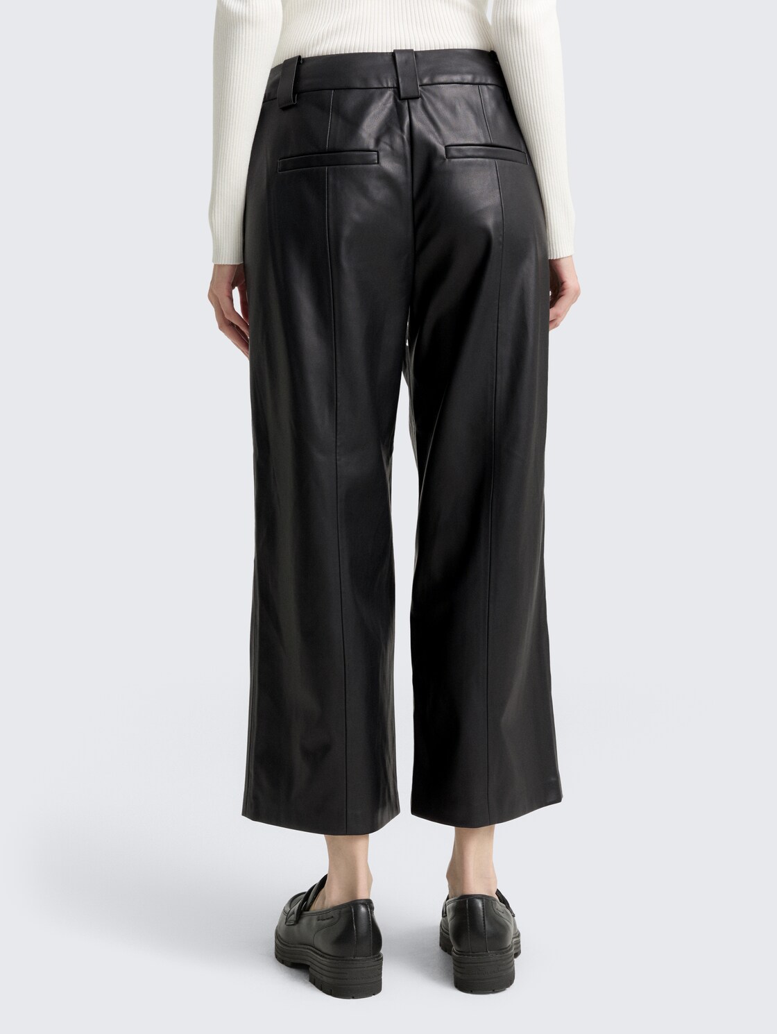 Thumbnail - TOM TAILOR Damen Culotte Hose in Lederoptik, schwarz, Uni, Gr. 36/28