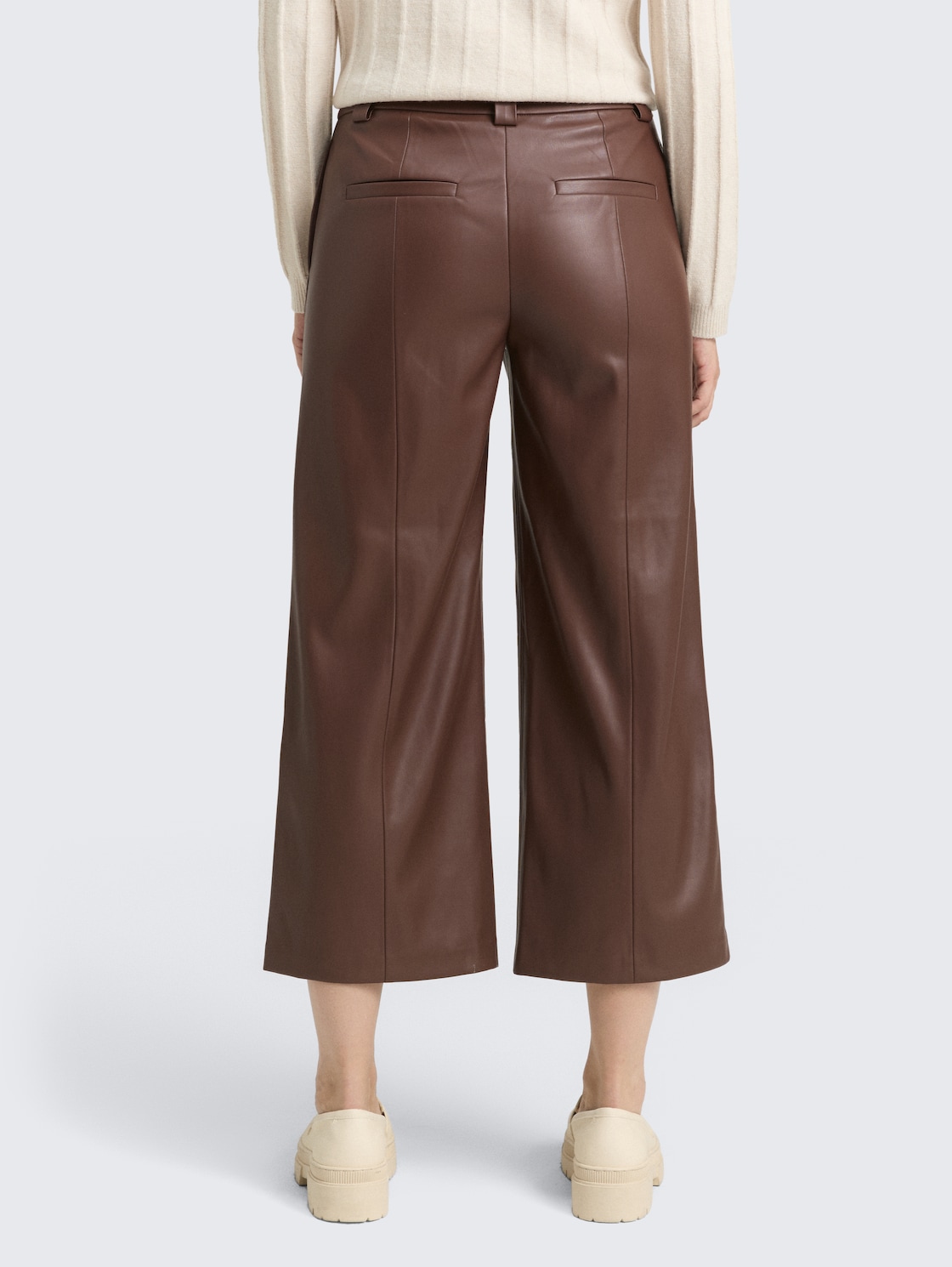 Thumbnail - TOM TAILOR Damen Culotte Hose in Lederoptik, braun, Uni, Gr. 44/28
