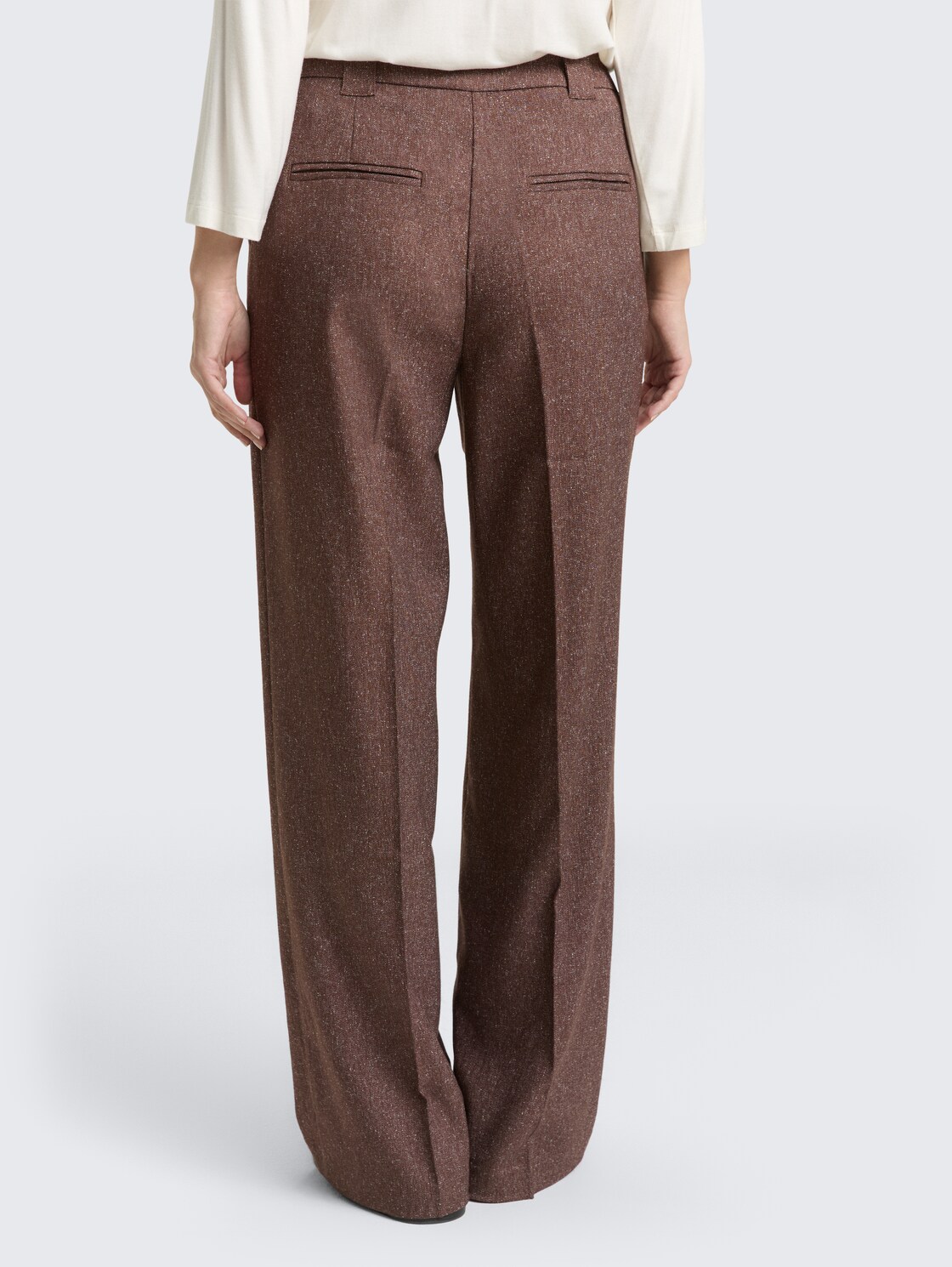 Thumbnail - TOM TAILOR Damen TTLEA WIDE Hose in Melange-Optik, braun, Meliert, Gr. 40/32