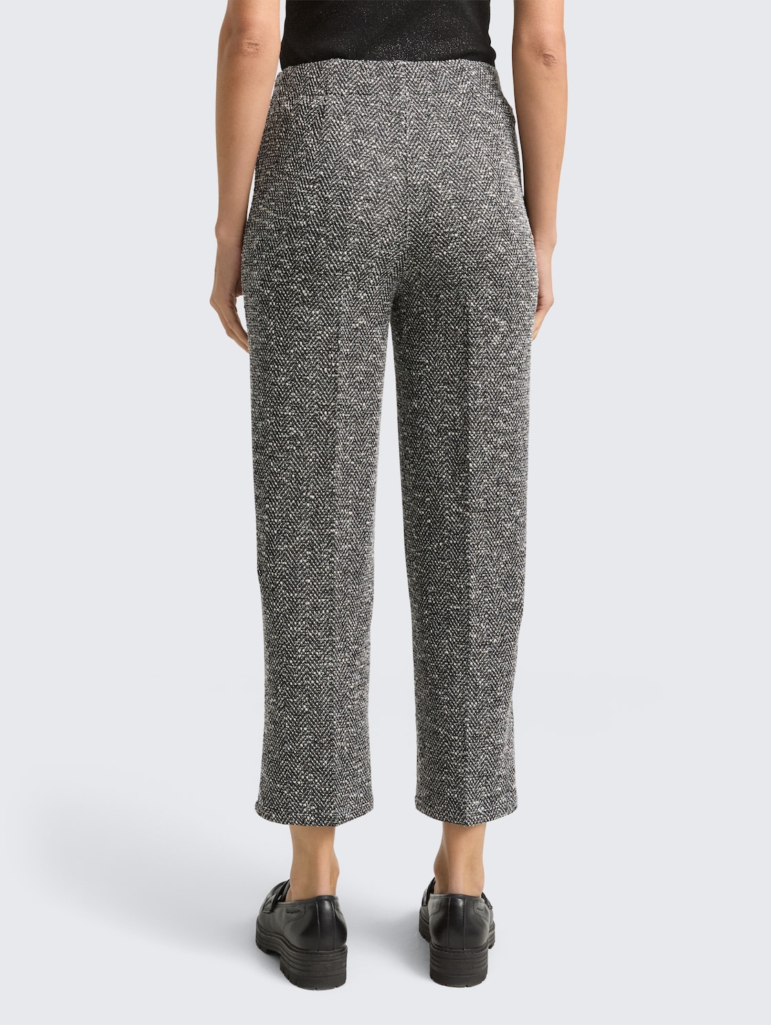 Thumbnail - TOM TAILOR Damen TTLEA Straight Bouclé Hose, schwarz, Meliert, Gr. 38/28