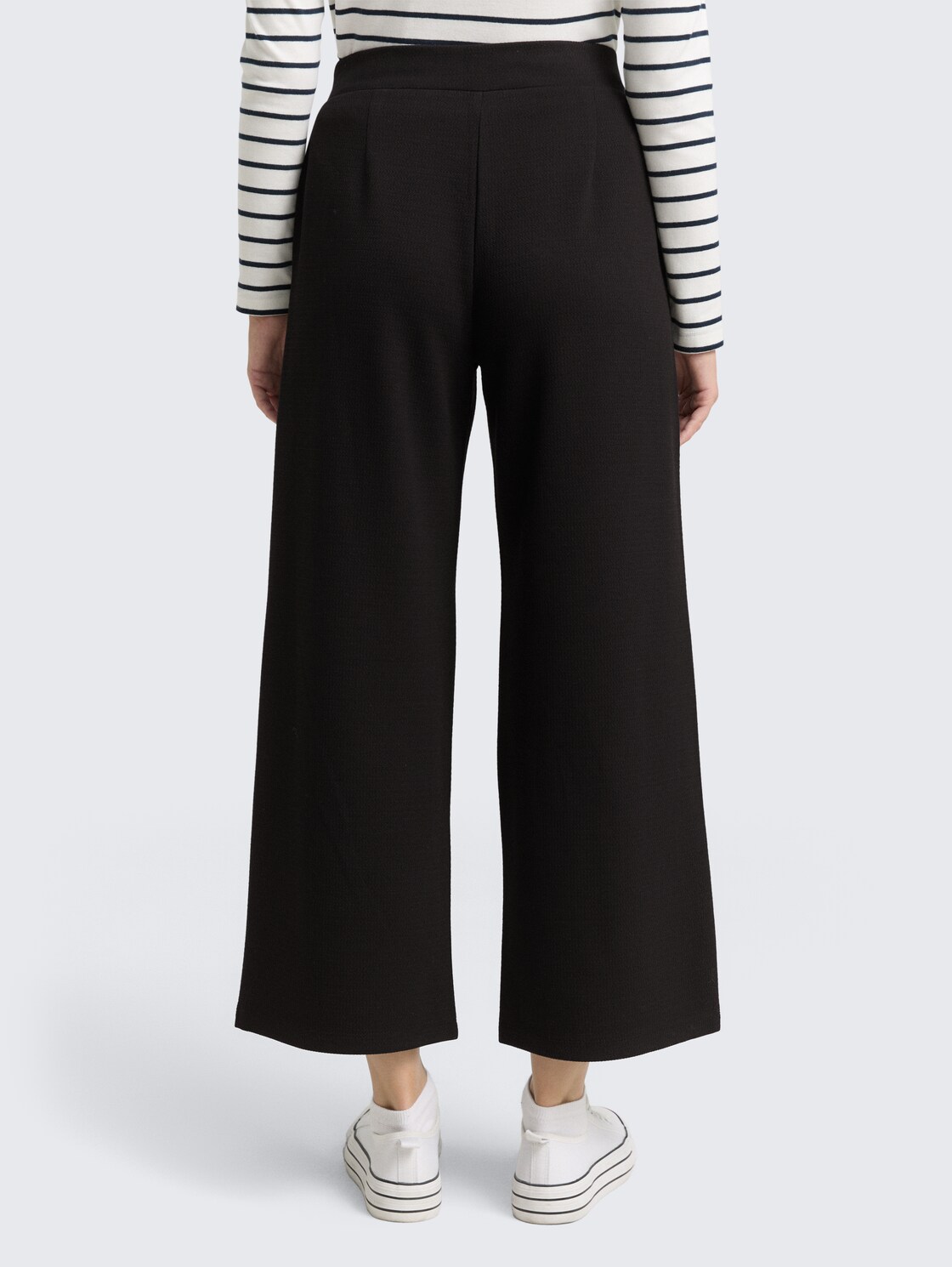 Thumbnail - TOM TAILOR Damen Jacquard Culotte Hose, schwarz, Uni, Gr. 44/28