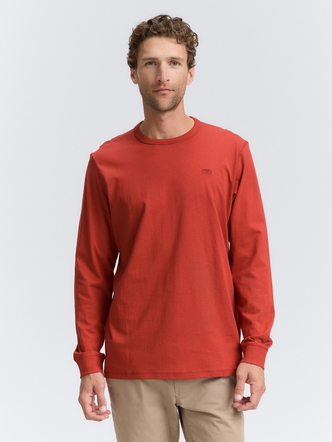 Thumbnail - TOM TAILOR Herren Basic Langarmshirt aus Baumwolle, rot, Uni, Gr. XXXL