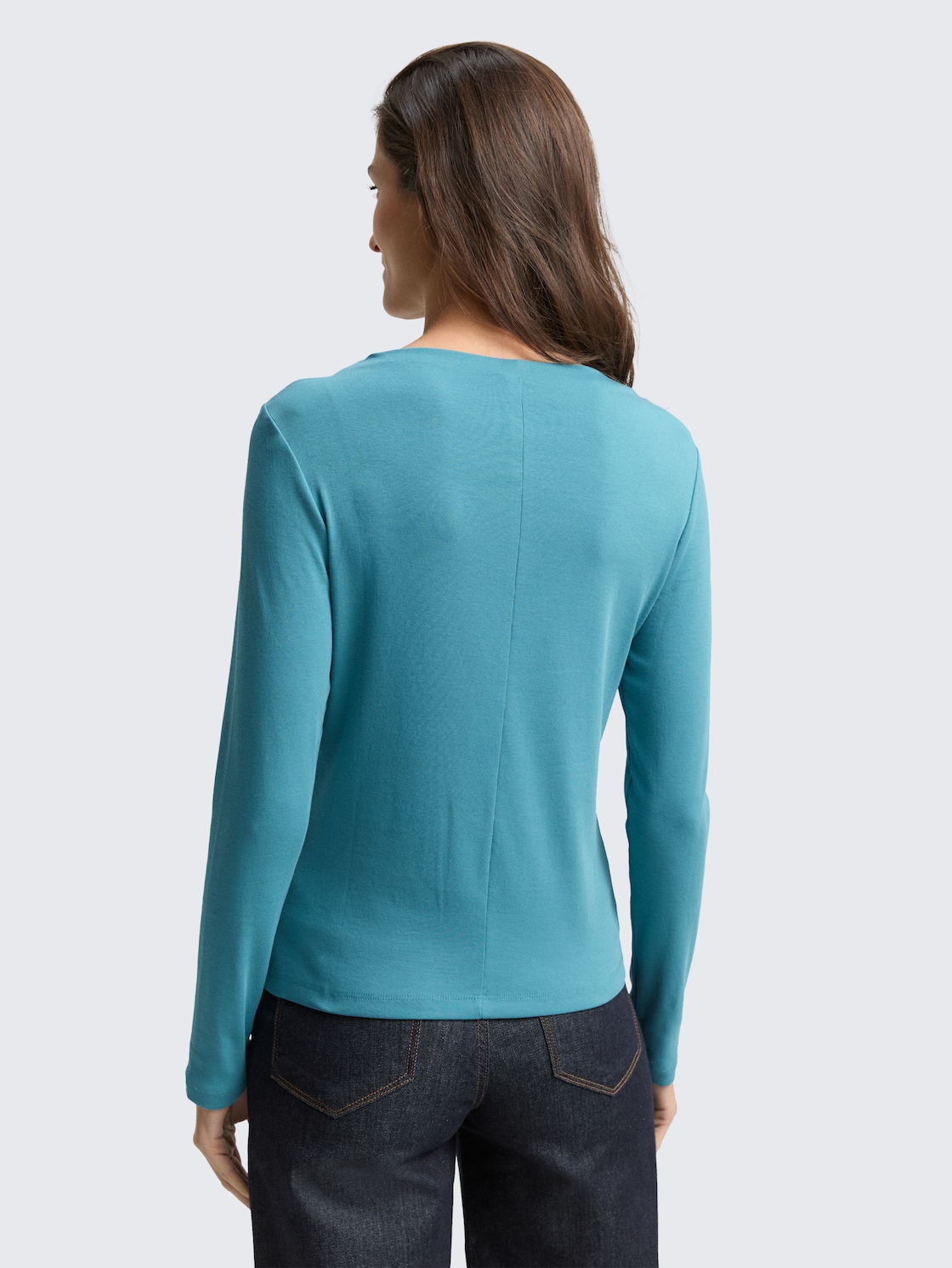 Thumbnail - TOM TAILOR Damen Slim Fit Langarmshirt, blau, Uni, Gr. S