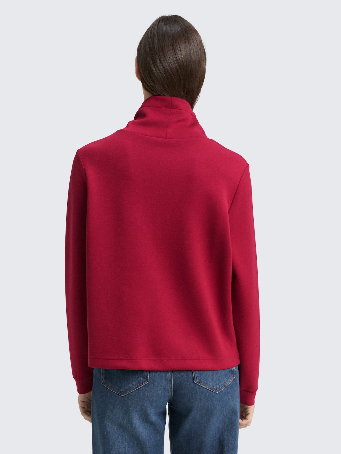 Thumbnail - TOM TAILOR Damen Scuba Sweatshirt mit Stehkragen, rot, Uni, Gr. S