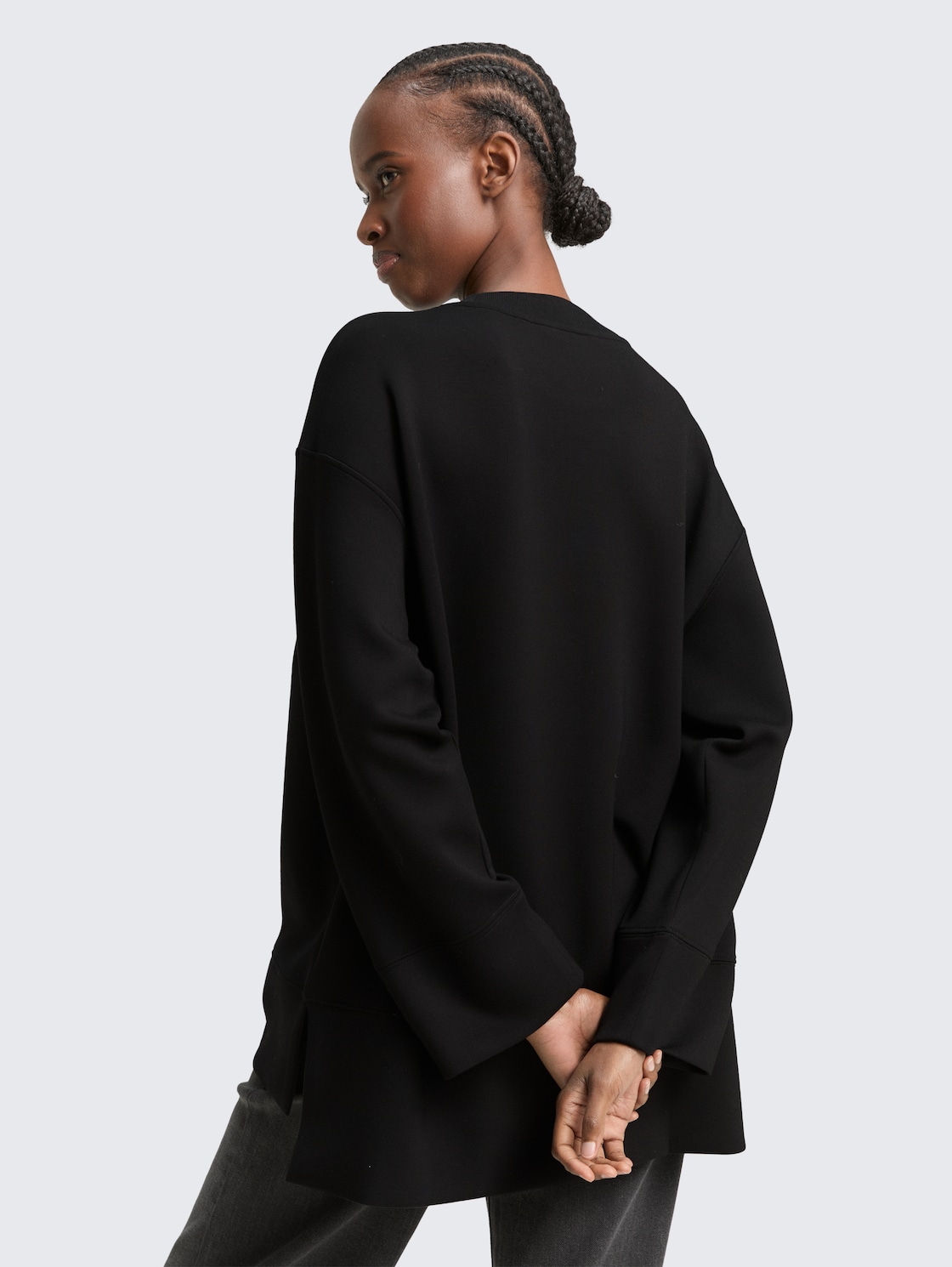 Thumbnail - TOM TAILOR DENIM Damen Oversize Scuba Sweatshirt, schwarz, Uni, Gr. L