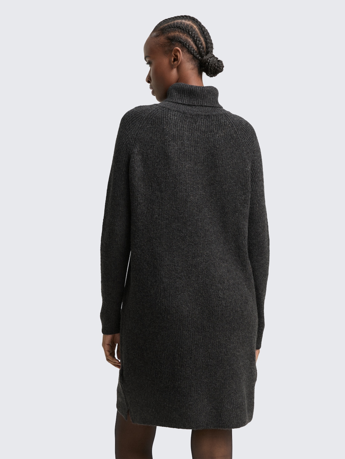 Thumbnail - TOM TAILOR DENIM Damen Mini-Kleid mit Troyer-Kragen, grau, Meliert, Gr. L