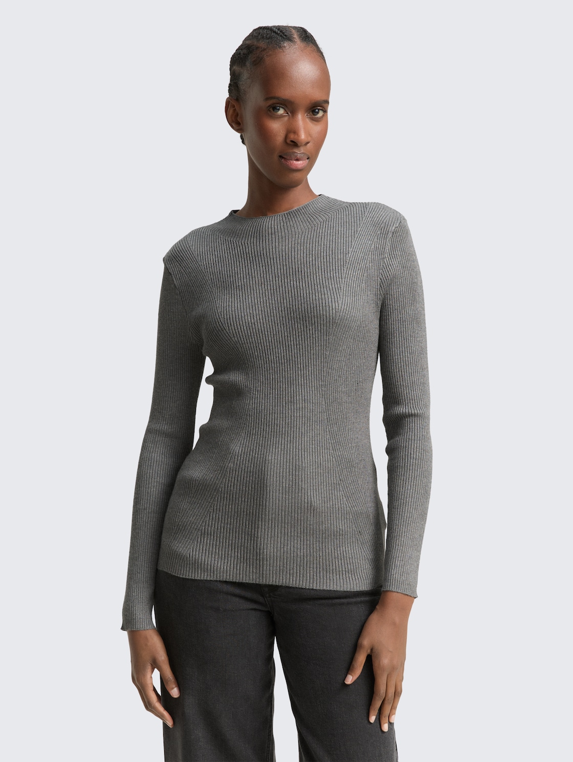 Thumbnail - TOM TAILOR DENIM Damen Tight Fit Strickpullover, bunt, Meliert, Gr. M
