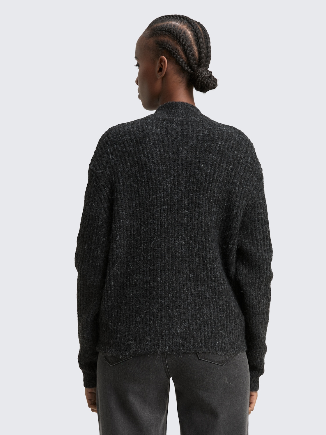 Thumbnail - TOM TAILOR DENIM Damen Cardigan mit Reißverschluss, grau, Meliert, Gr. S