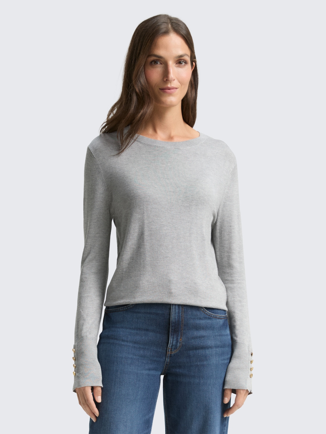 Thumbnail - TOM TAILOR Damen Strickpullover mit Knopf-Details, bunt, Meliert, Gr. XL