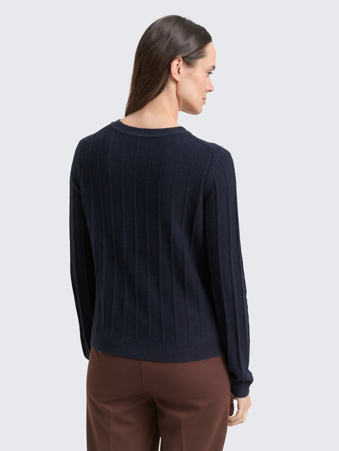 Thumbnail - TOM TAILOR Damen Rib Strickpullover mit Wollanteil, blau, Uni, Gr. M