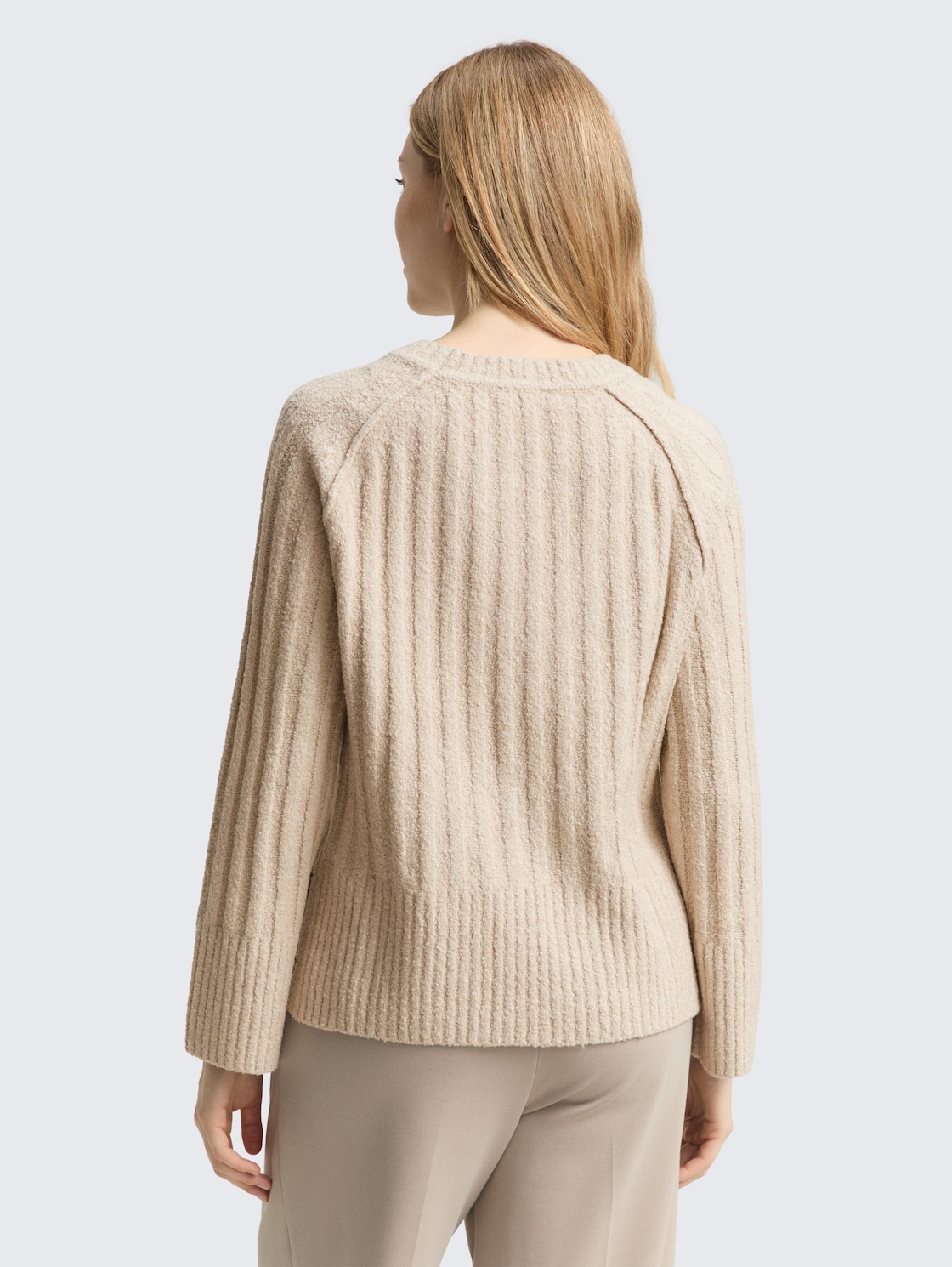 Thumbnail - TOM TAILOR Damen Bouclé Strickpullover mit Wollanteil, beige, Meliert, Gr. S
