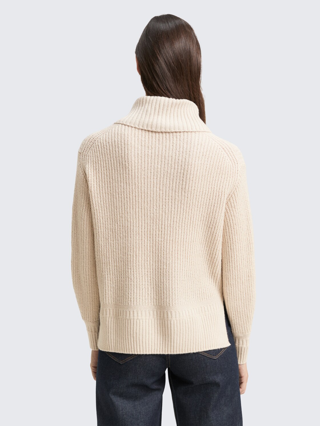 Thumbnail - TOM TAILOR Damen Loose Fit Rollkragenpullover, beige, Meliert, Gr. XS