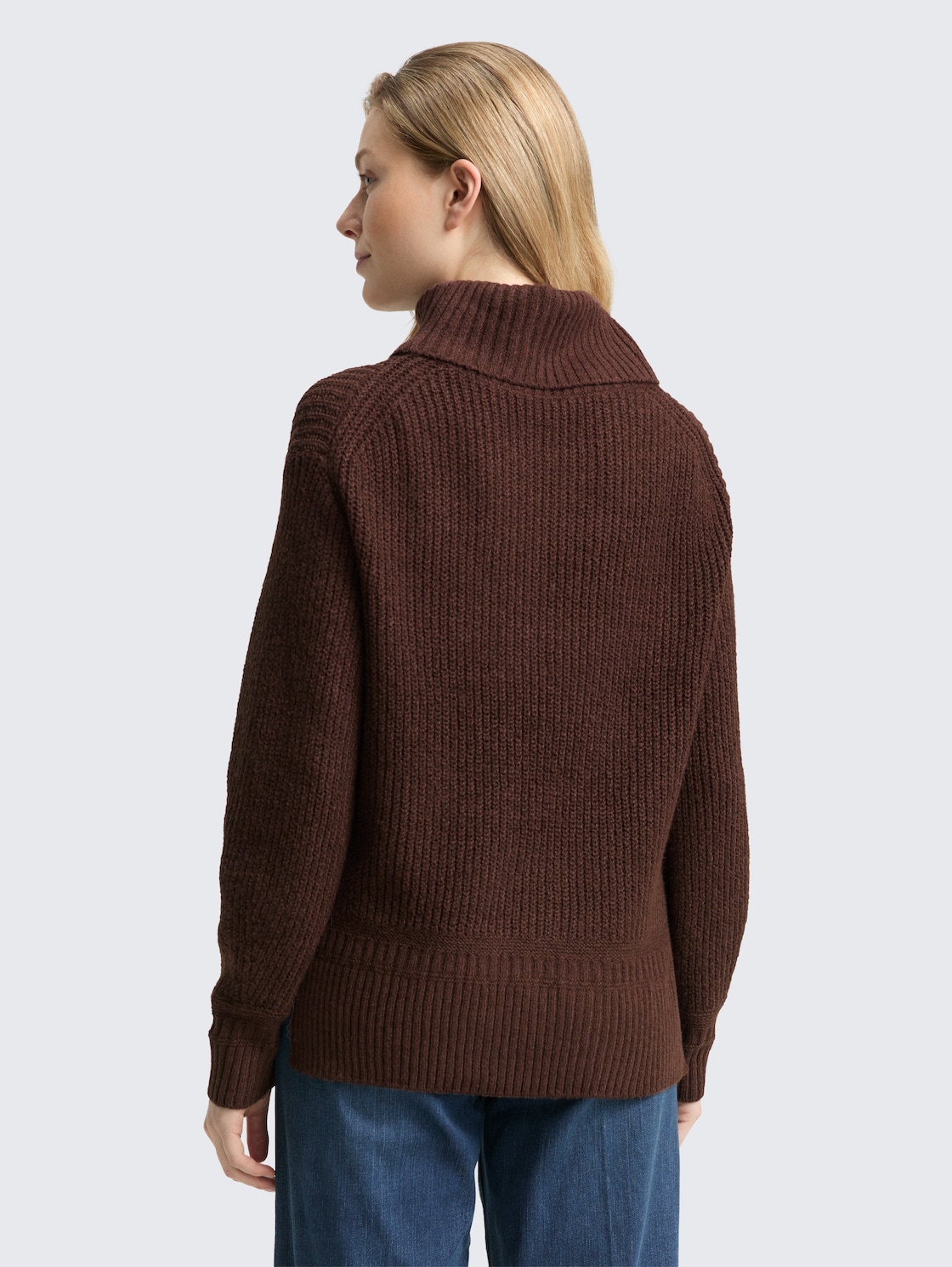 Thumbnail - TOM TAILOR Damen Loose Fit Rollkragenpullover, braun, Meliert, Gr. XS