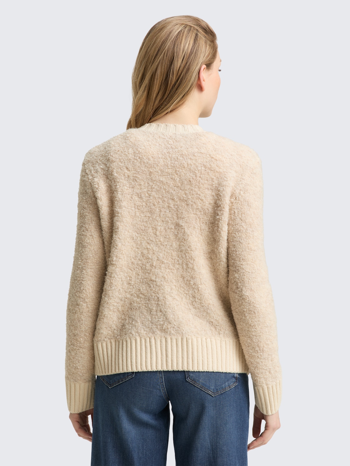 Thumbnail - TOM TAILOR Damen Bouclé Cardigan mit Wollanteil, beige, Meliert, Gr. L