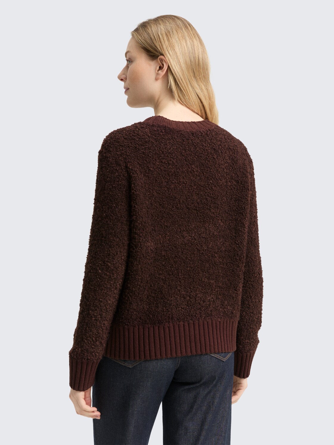 Thumbnail - TOM TAILOR Damen Bouclé Cardigan mit Wollanteil, braun, Meliert, Gr. XXXL