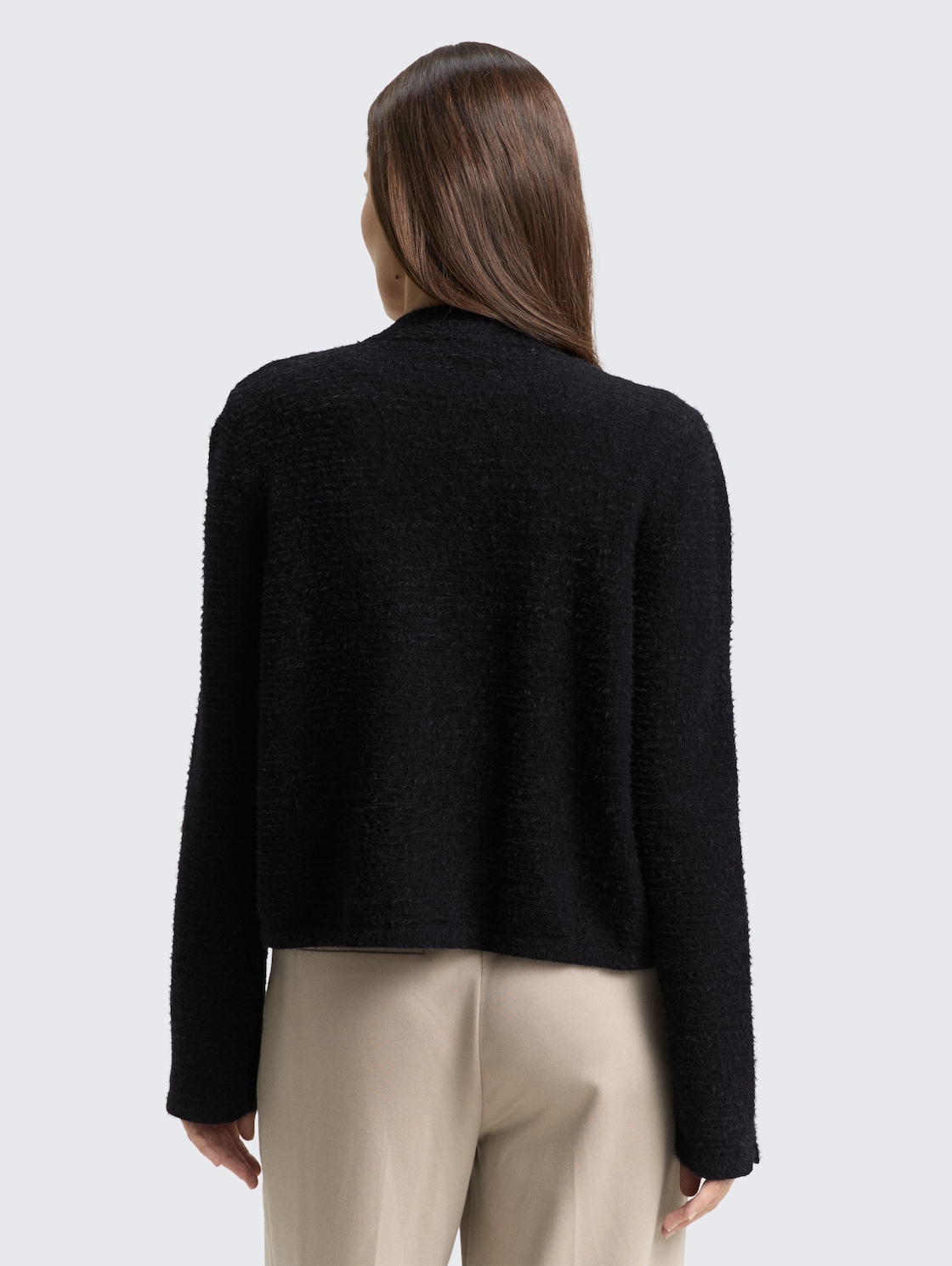 Thumbnail - TOM TAILOR Damen Cardigan aus Federgarn, schwarz, Uni, Gr. XL