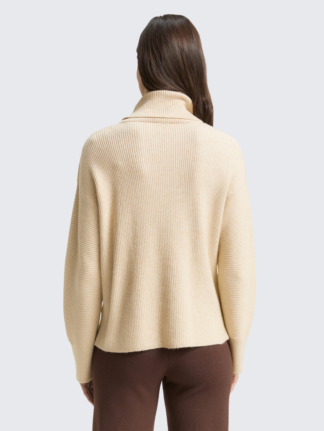Thumbnail - TOM TAILOR Damen Oversize Rollkragenpullover, beige, Meliert, Gr. S