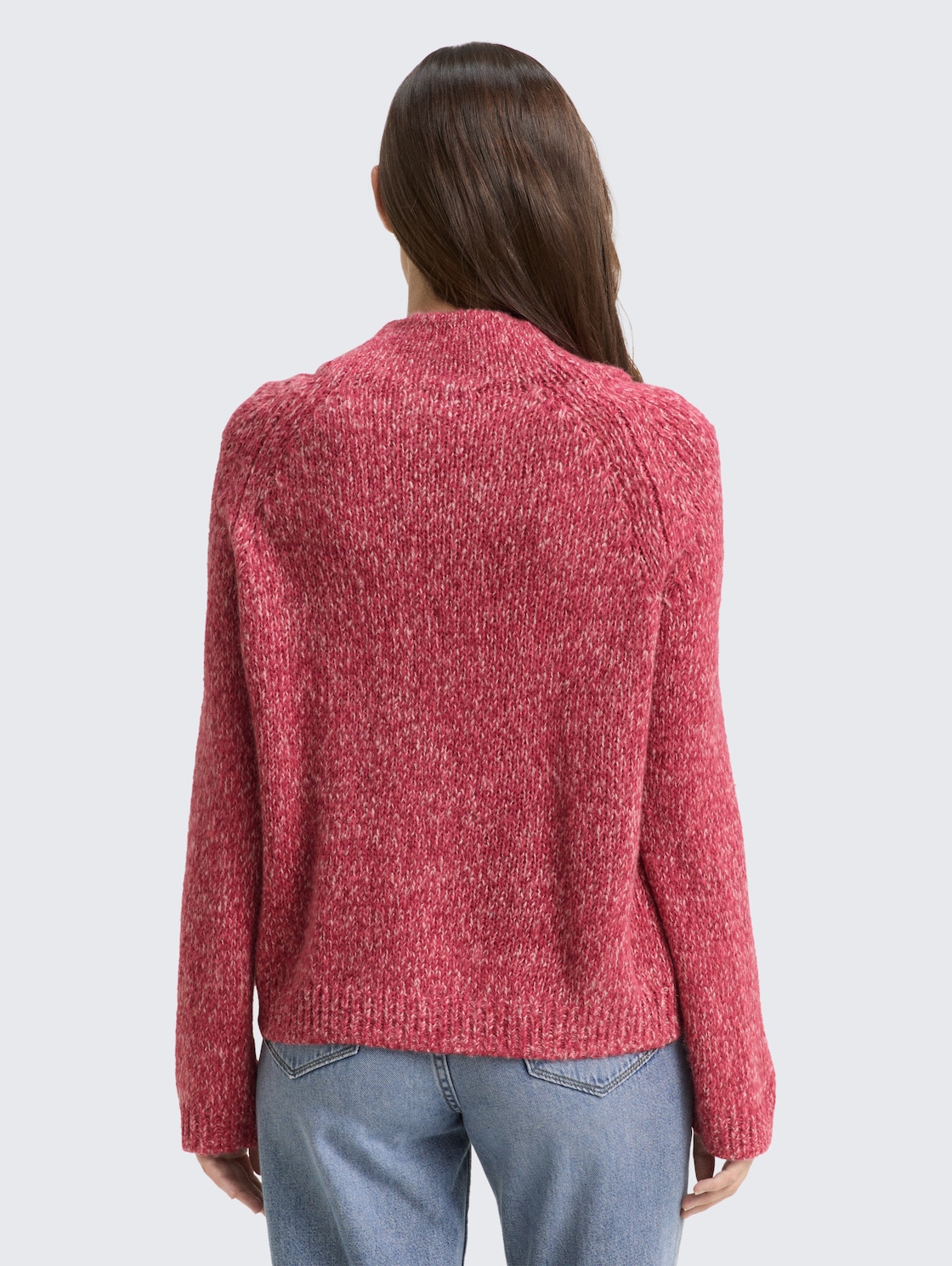 Thumbnail - TOM TAILOR Damen Loose Fit Strickpullover mit Wollanteil, rosa, Meliert, Gr. XXL
