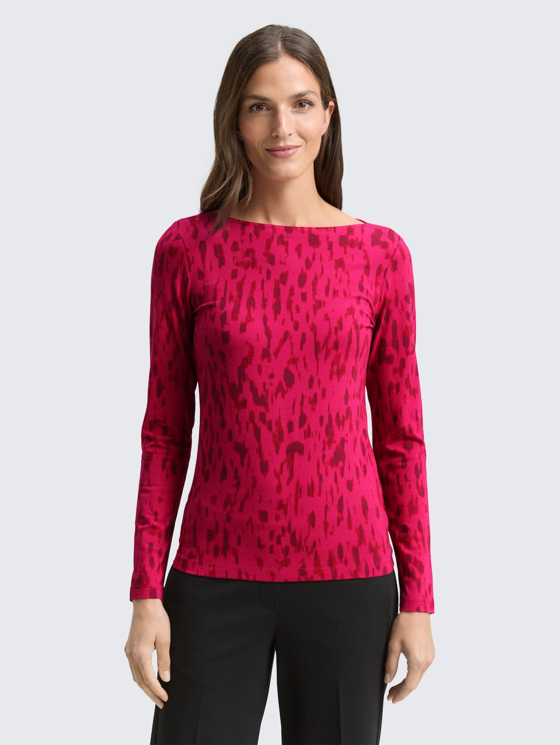 Thumbnail - TOM TAILOR Damen Langarmshirt mit Muster, rot, Gemustert, Gr. XS
