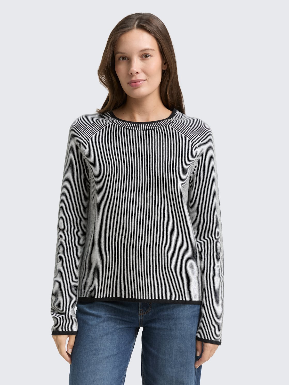 Thumbnail - TOM TAILOR Damen Strickpullover mit Rundhalsausschnitt, schwarz, Meliert, Gr. M