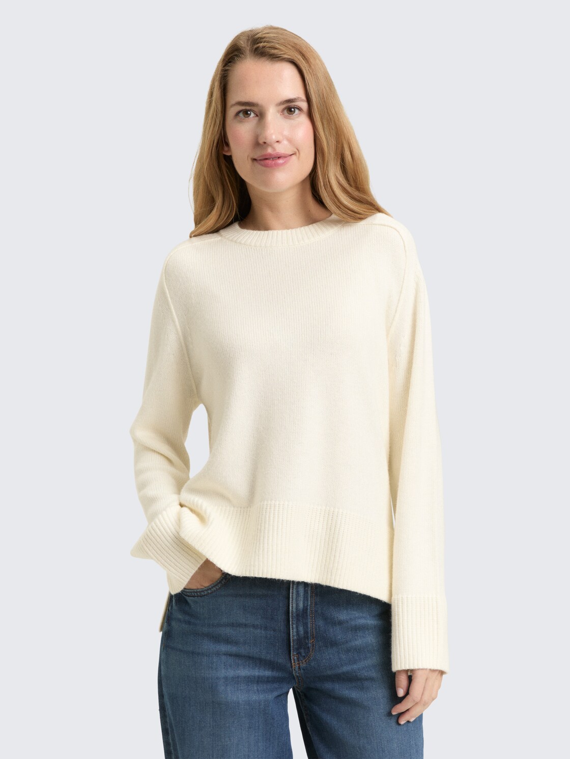 Thumbnail - TOM TAILOR Damen Loose Fit Strickpullover, weiß, Uni, Gr. M
