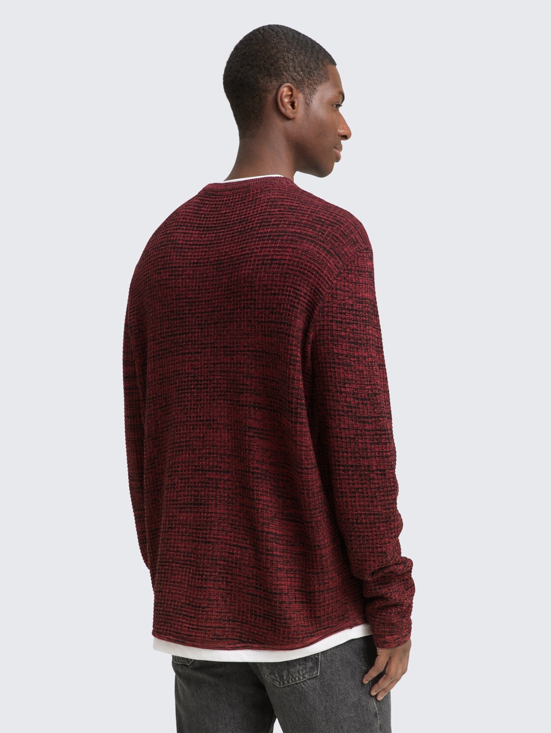 Thumbnail - TOM TAILOR DENIM Herren Strickpullover im 2-in-1-Look, schwarz, Meliert, Gr. XXL