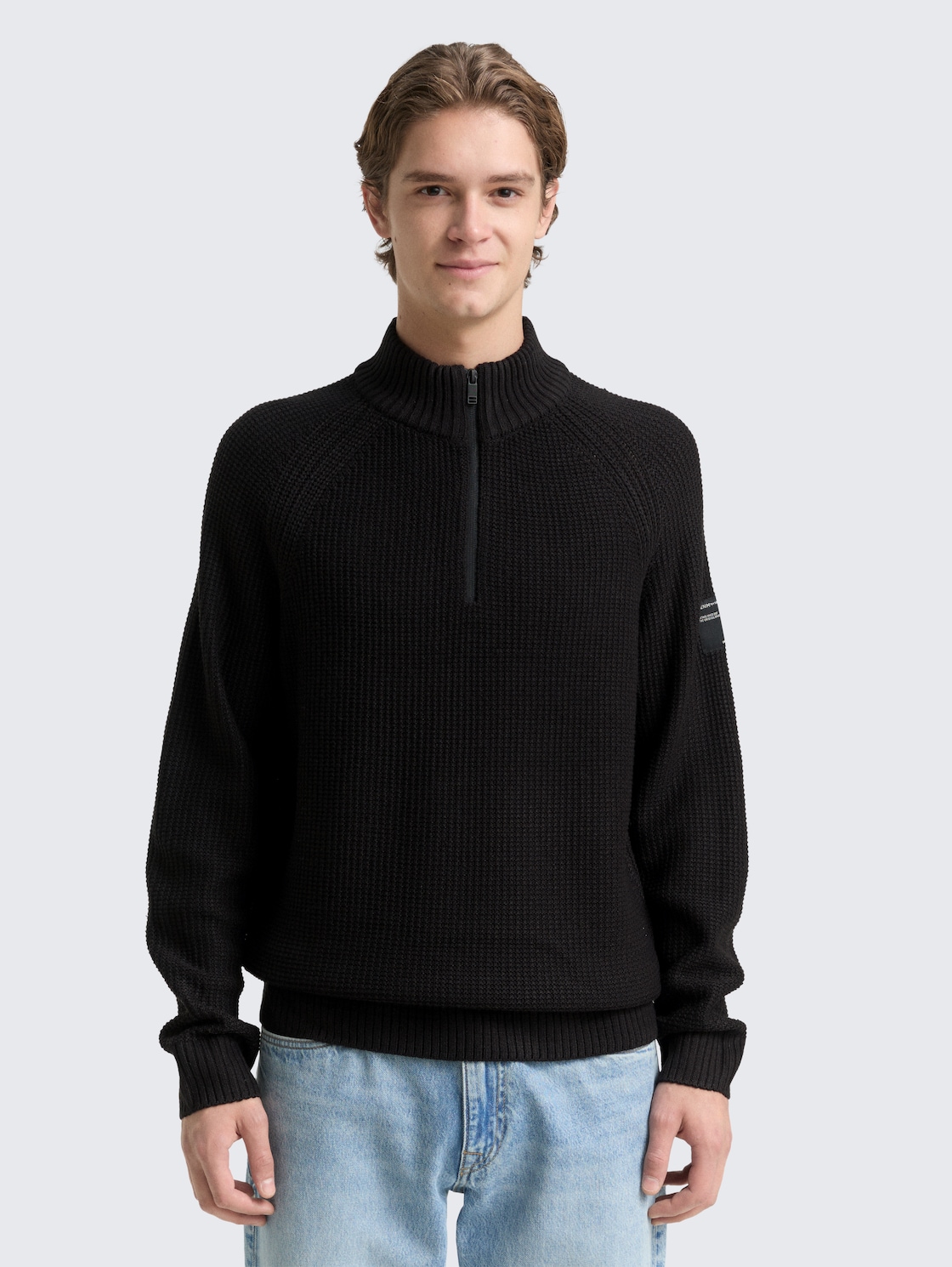 Thumbnail - TOM TAILOR DENIM Herren Troyer Strickpullover, bunt, Uni, Gr. XL