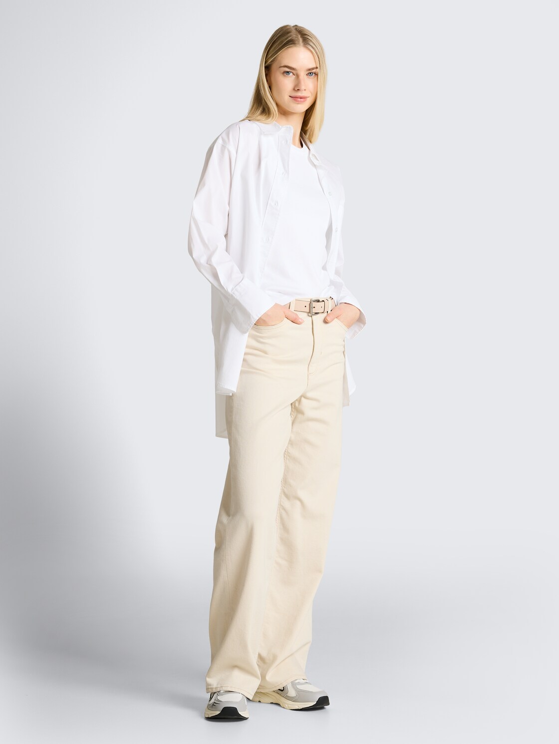 Thumbnail - TOM TAILOR DENIM Damen TTLINOU WIDE High Waist Jeans, weiß, Uni, Gr. XL/32