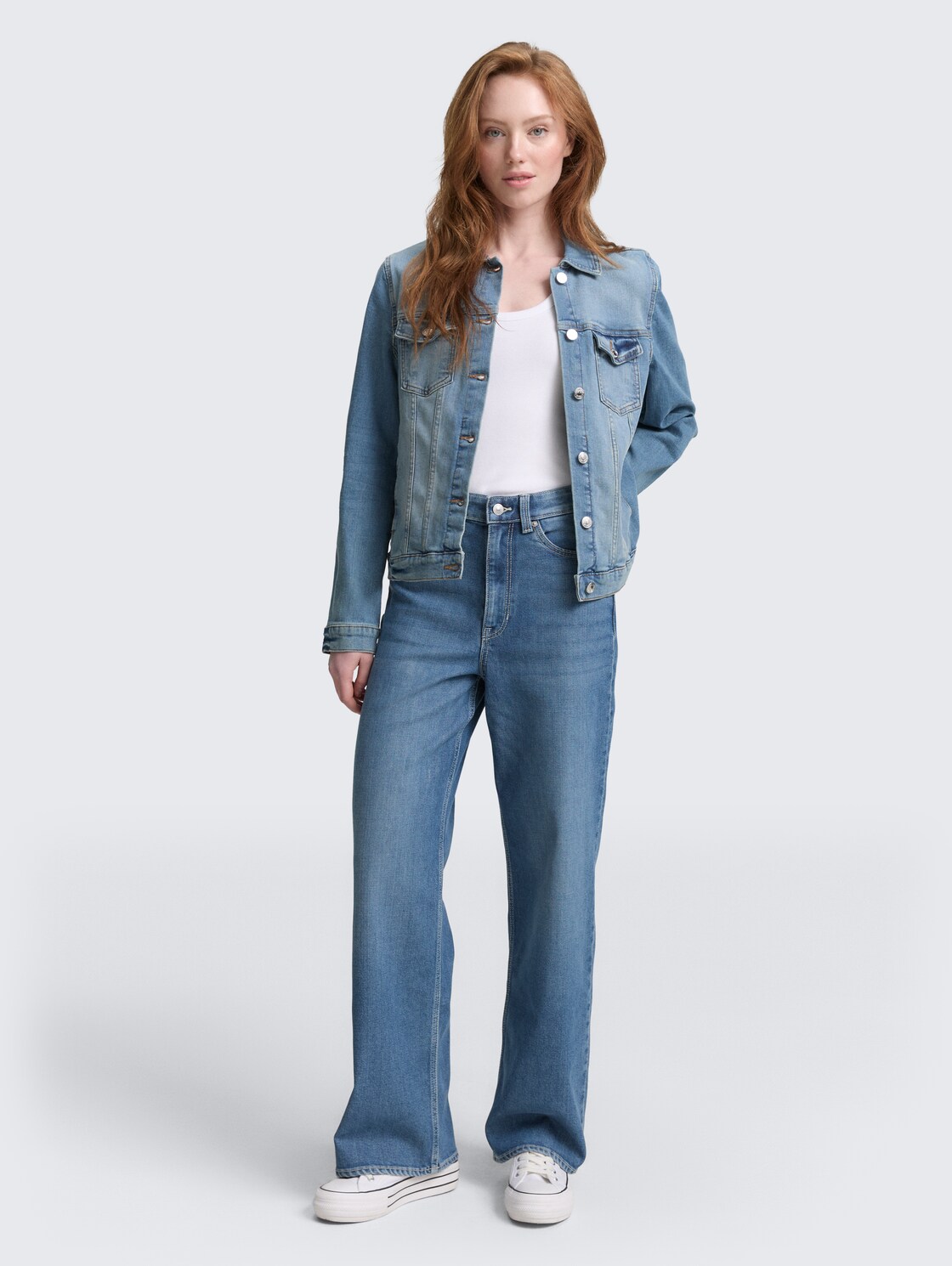 Thumbnail - TOM TAILOR DENIM Damen TTLINOU Wide Leg Jeans, blau, Uni, Gr. XS/32