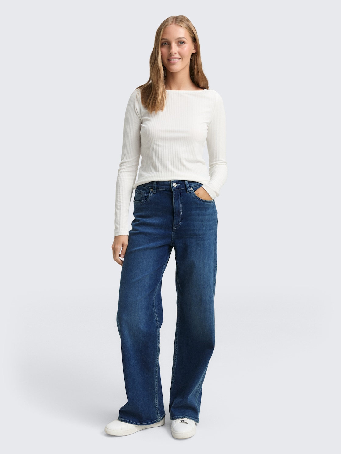 Thumbnail - TOM TAILOR DENIM Damen TTLINOU WIDE High Waist Jeans, blau, Uni, Gr. L/32