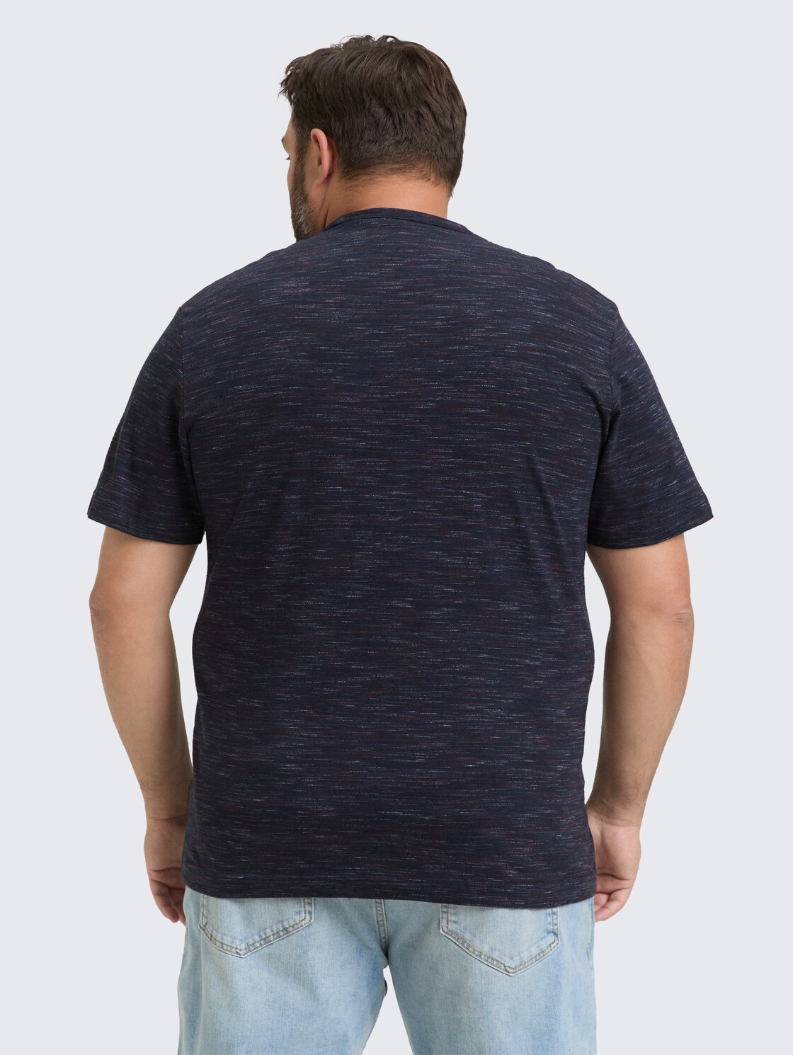 Thumbnail - TOM TAILOR Herren Plus Size - T-Shirt in Melange-Optik mit Brusttasche, blau, Meliert, Gr. 3XL