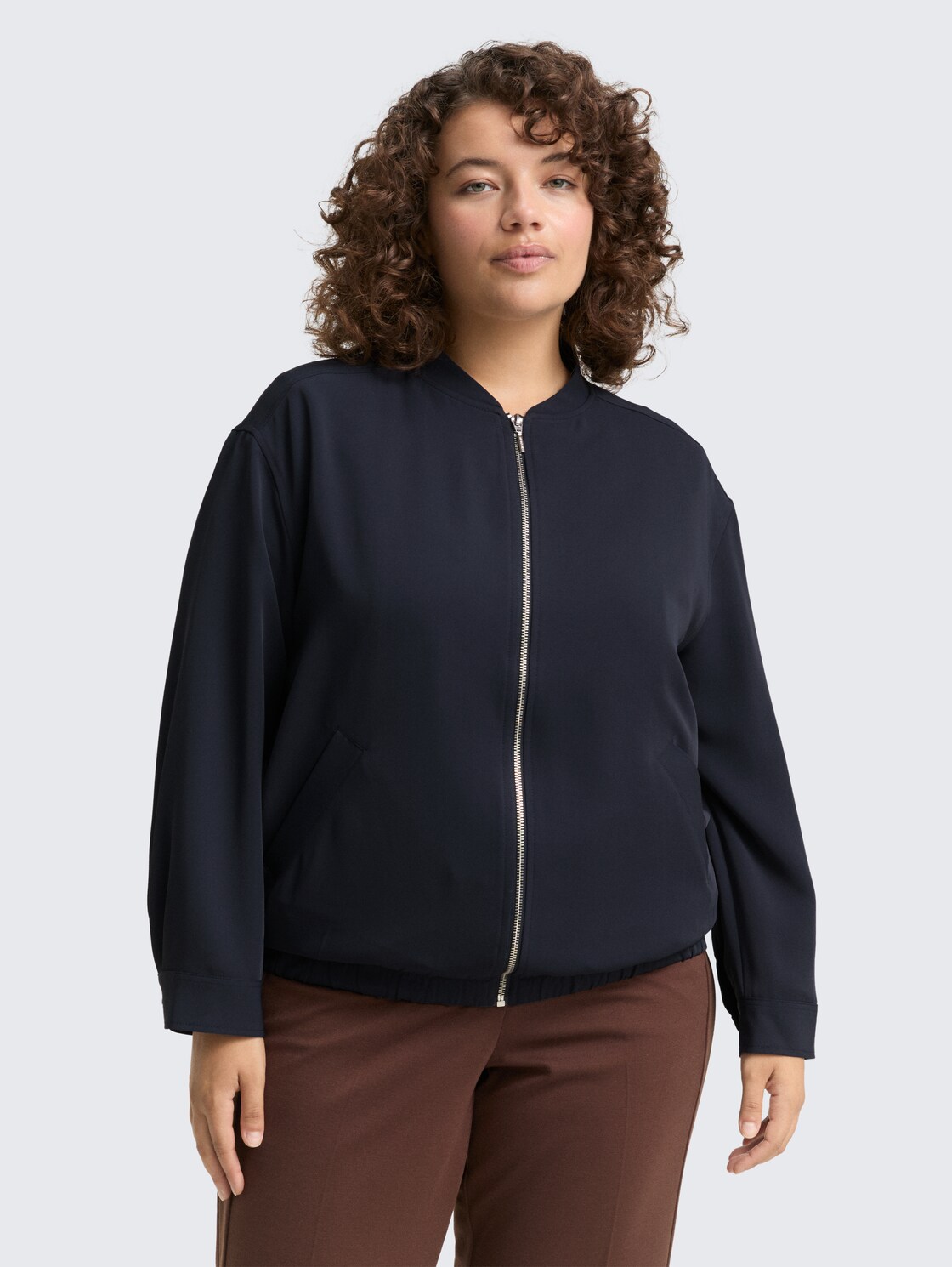 Thumbnail - TOM TAILOR Damen Plus Size - Loose Fit Blouson Jacke, blau, Uni, Gr. 50