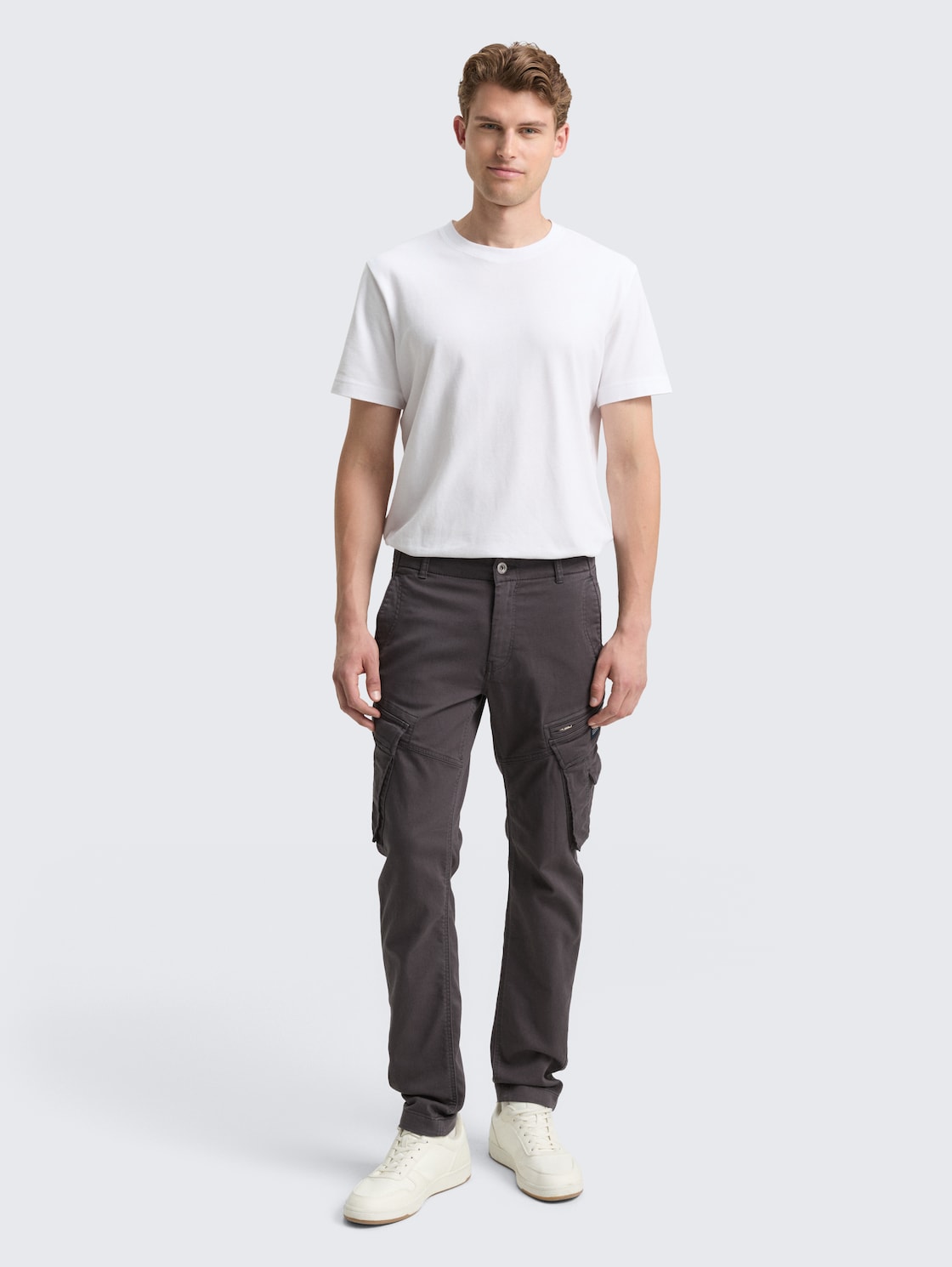 Thumbnail - TOM TAILOR Herren Tapered Cargo Hose mit Stretch, schwarz, Uni, Gr. 33/32